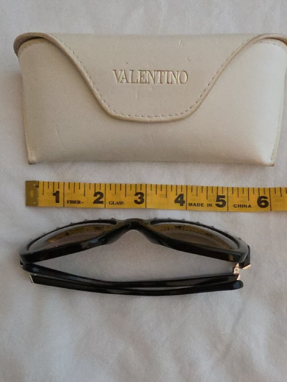 Valentino Black Square Sunglasses with Silver Stud Accents - Picture 3 of 4